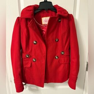Pink Envelope Vibrant Red Pea Coat
